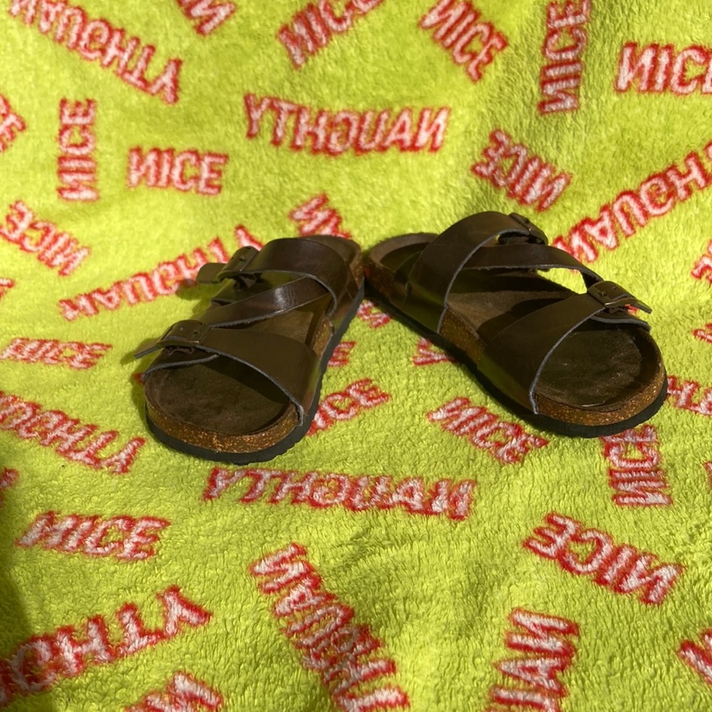 Sandals black and brown with buckles size 8